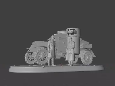WWI Russian Armoured Car Diorama STL  Austin  3D print model