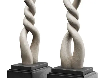 Twisted knot sculpture Low-poly 3D model