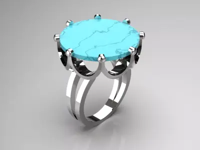 Luxury ring with turquoise model gr0031 3D print model