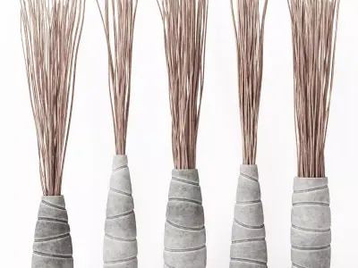 Vase concrete branch decor n7 3D model