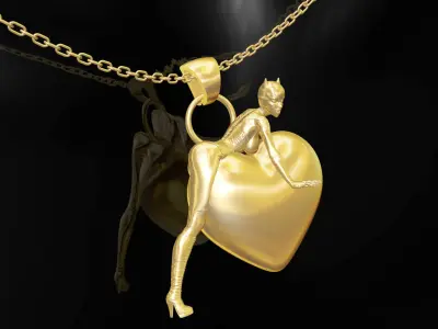 Batgirl Superman Pendant Jewelry Gold 3D print model