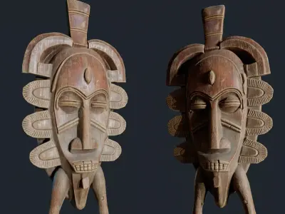 African Decor Mask 9 Low-poly 3D model