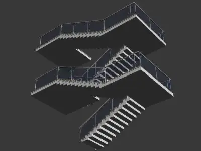 Architectural Stairs Case Design Low-poly 3D model