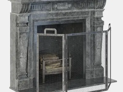 Classic Stone Fireplace 3D model