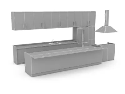 3d modern kitchen design 05 Low-poly 3D model