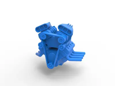 Engine V8 double supercharger Version 3 Scale 1 to 25 3D print model