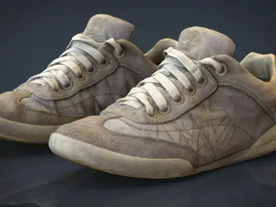 Sneakers pair of Low-poly 3D model