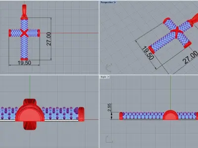 Cross with gems model 664 3D print model