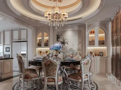 Luxury living room dining room interior scenes 10 3D model