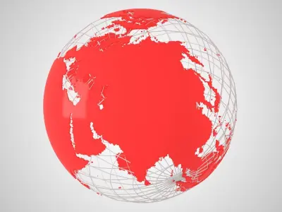 Globe News Skeleton Red 3D model