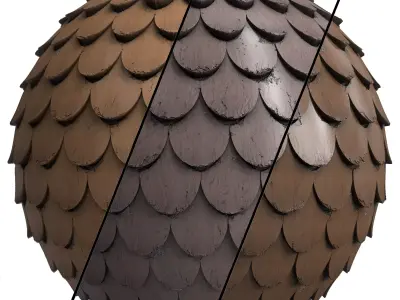 Roof Tile Materials 12- By 3 color Pbr By Sbsar 4k 3D model
