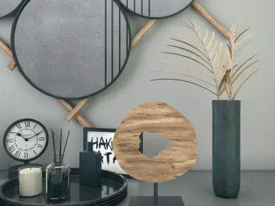 decorative set of mirrors on table 3D model