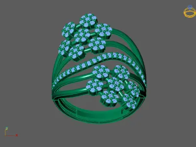 STL 3DM Print Ready Women Diamond Ring Lightweight Printable  3D print model 179