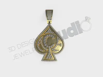 Luxury Ace pendant jewelry with gems 3d model 3D print model
