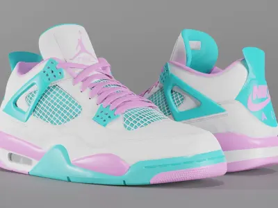 Jordan 4 Miami Vice Shoe Low-poly 3D model