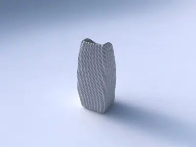 Vase arc rectangle with bent extruded pattern 3D print model