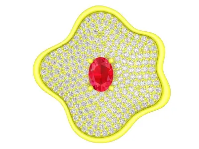 5742 luxury diamond women ring leaf ring  3D print model