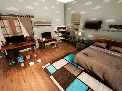 Bedroom  Prop Package Low-poly 3D model