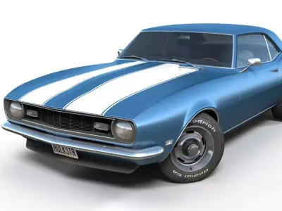 American generic muscle car Low-poly 3D model