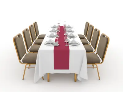 Banquet Table and Chair 78 3D model
