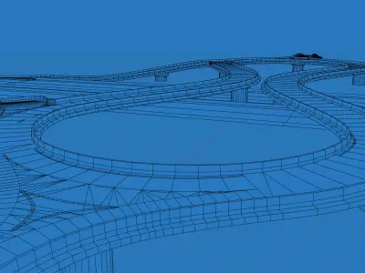 DOG BONE Highway Interchange 3D Model Low-poly 3D model