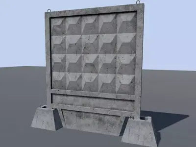 Old Concrete Fence Free low-poly 3D model