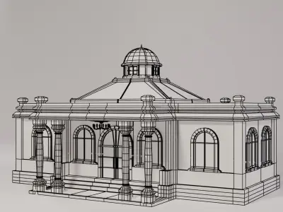 Colonial Building Lowpoly Low-poly 3D model