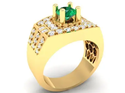 Luxury Square Halo Ring for Men  377 3D print model