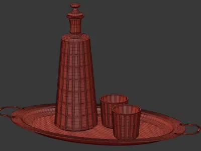 Whiskey decanter with glasses v01  3D model