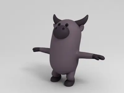 Rigged Cartoon Buffalo 3D model