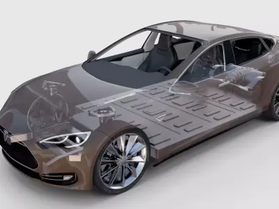 Tesla Model S with chassis interior rev 3D model