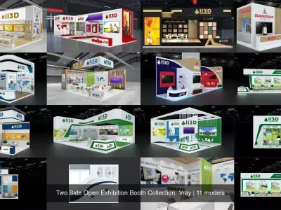 Two Side Open Exhibition Booth Collection  Vray