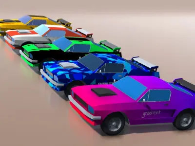 Low-poly cartoon cars Low-poly 3D model