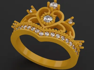 Princess Crown Rings Set 2 3D print model