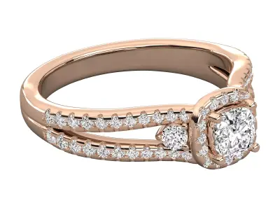 Luxury Halo Diamond Ring CAD Design With Double Shank 3DM STL 3D print model