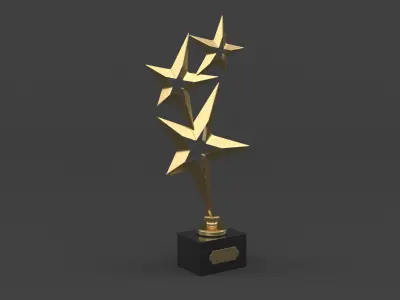 Gold Trophy Cups 3D model 19