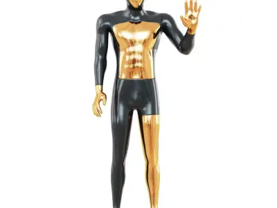 Faceless male mannequin with a gold face 53 3D model