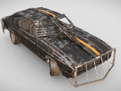 Post Apocalyptic Coupe PBR Low-poly 3D model