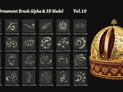 103 Ornament Brush  Alpha  3D Model Vol 10 3D model
