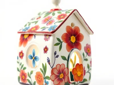 Floral Ceramic Candle House Model Pack Low-poly 3D model