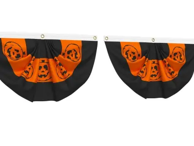 Halloween Pumpkins Bunting Flag 3D model