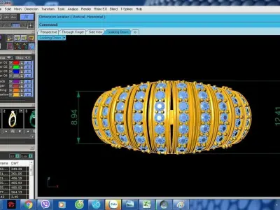 Luxury Multi Row Diamond Baguette Ring for Women  1067 3D print model