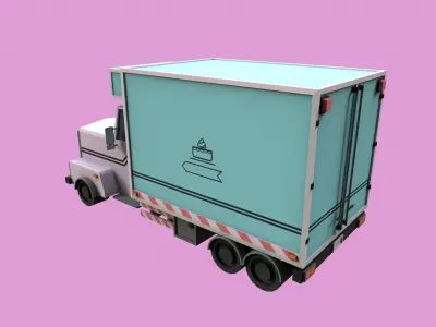 Lowpoly Bakery Truck Low-poly 3D model