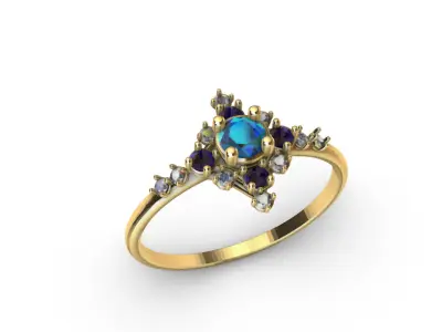 Anillo solitario para dama-mujer -v- 3D print model