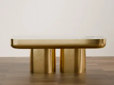 Modern Console Table Set with Golden Accents Low-poly 3D model