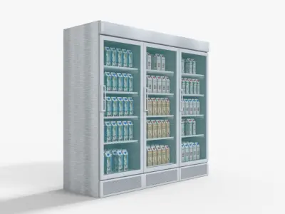 Supermarket Fridge Collection Low-poly 3D model