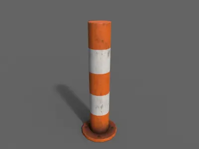 PBR Bollard OrangeWhite Low-poly 3D model