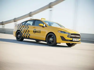 Modern New York yellow taxi cab 3D model