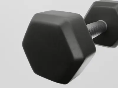 Black rubber dumbbells with perforated handle 3D model