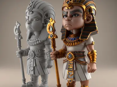 Fun Pharaoh Action Figure STL for 3D Printing 3D print model